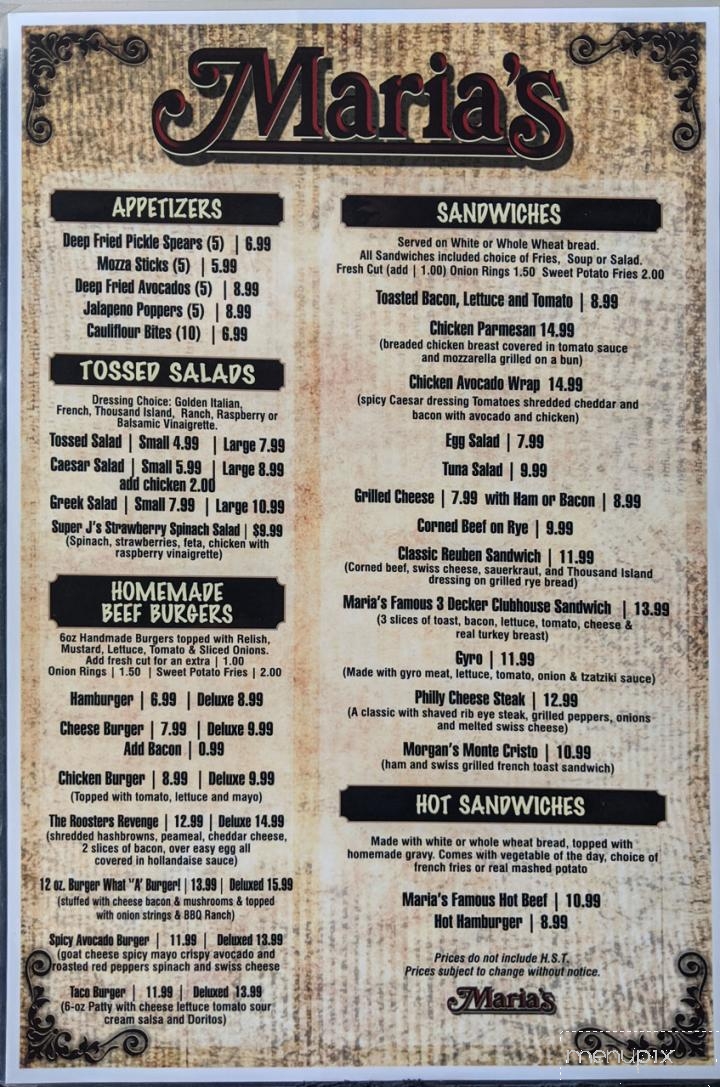 Maria's Restaurant & Catering - Amherstburg, ON menu_pic