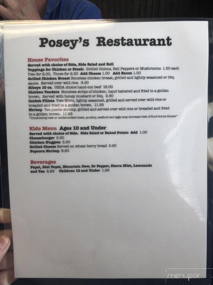 Posey's Restaurant - Hazel Green, AL menu_pic