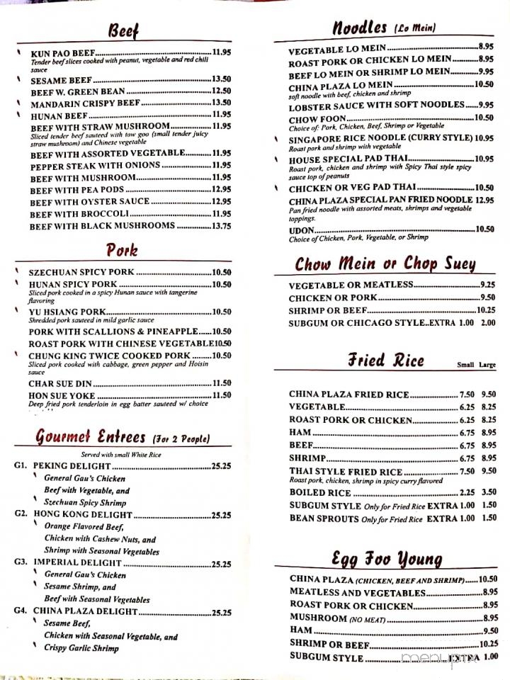 China Plaza Restaurant - Rockland, MA menu_pic