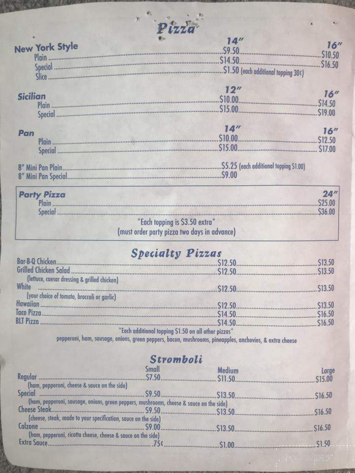 Chris's Original Pizza - Liverpool, PA menu_pic