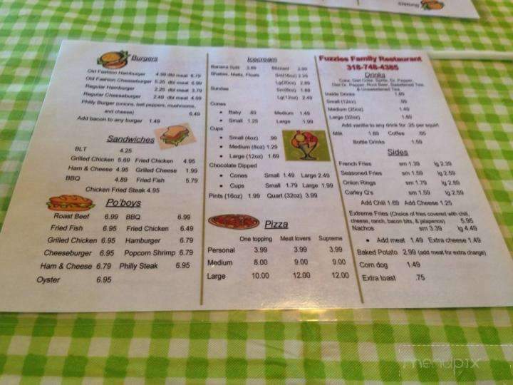 Fuzzie's Restaurant - Glenmora, LA menu_pic