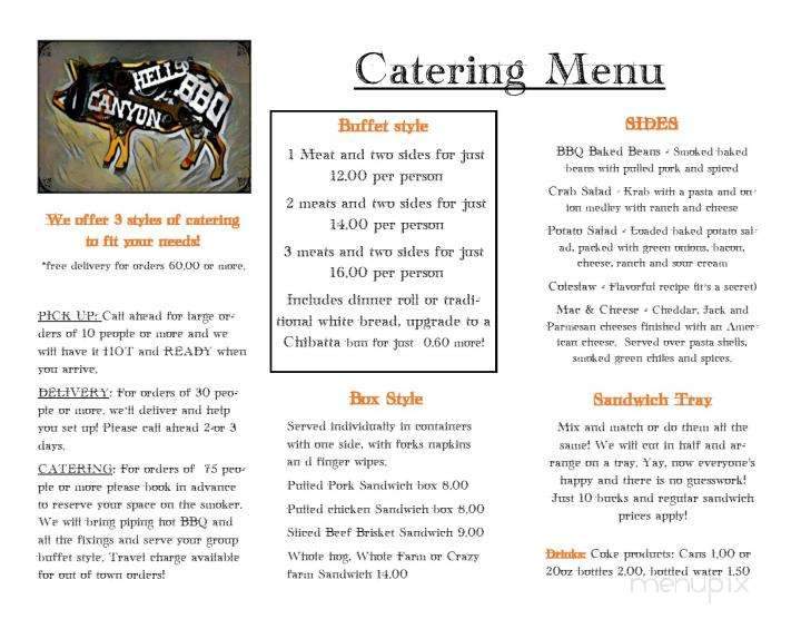 Hells Canyon Smokehouse - Lewiston, ID menu_pic