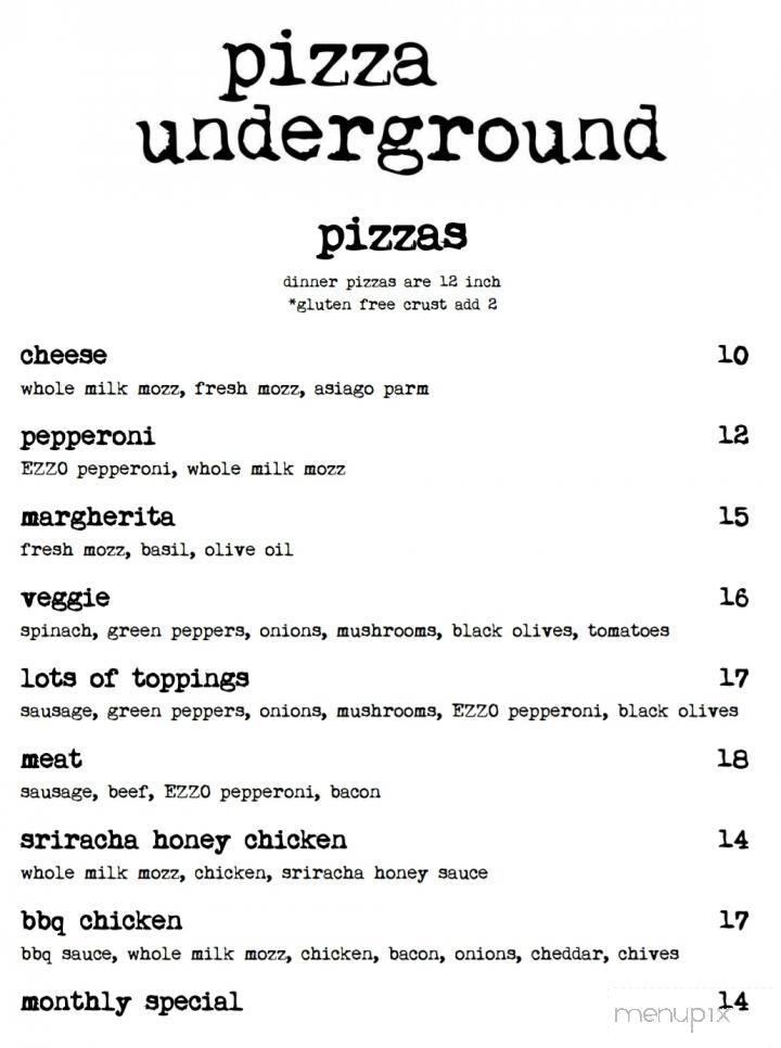 Pizza Underground - Jefferson City, MO menu_pic