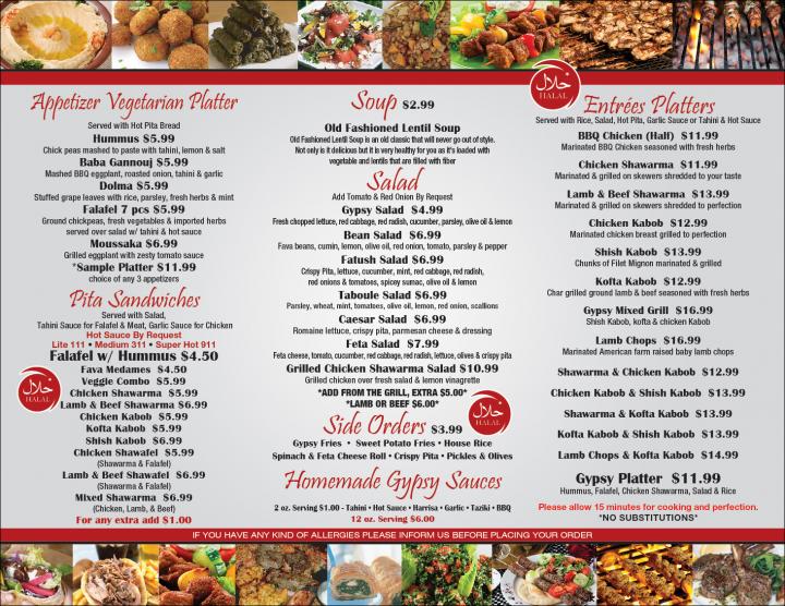 Gypsy Grill - Jersey City, NJ menu_pic