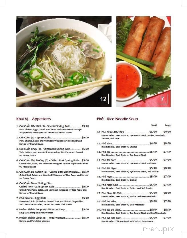 Pho Bistro - Slidell, LA menu_pic