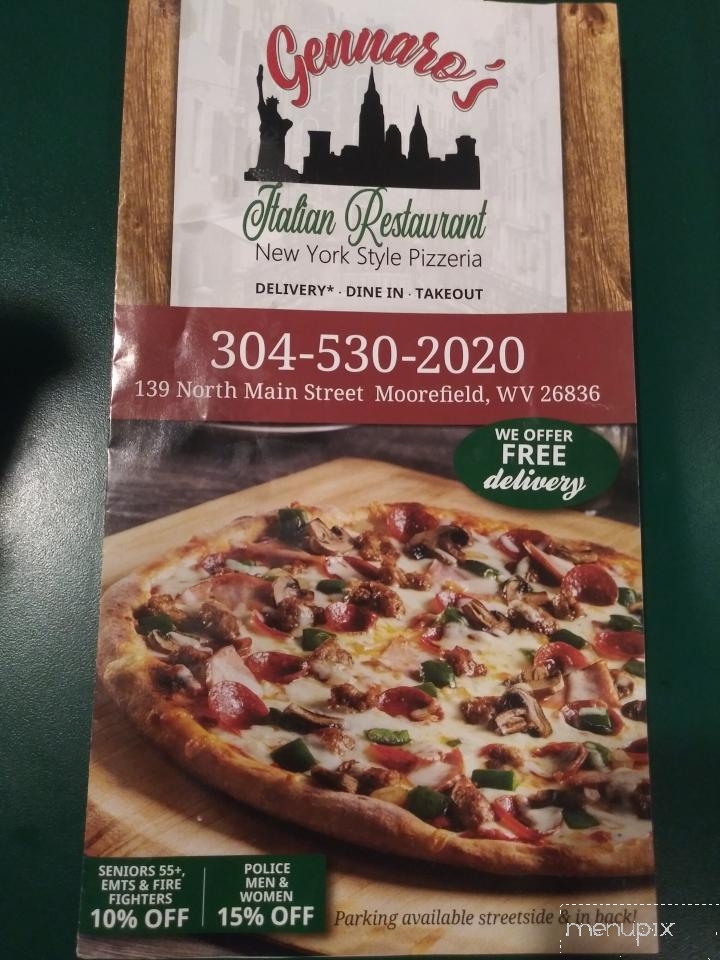 Gennaro's Italian Restaurant - Moorefield, WV menu_pic