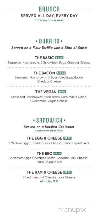 Cupla Coffee - Salt Lake City, UT menu_pic