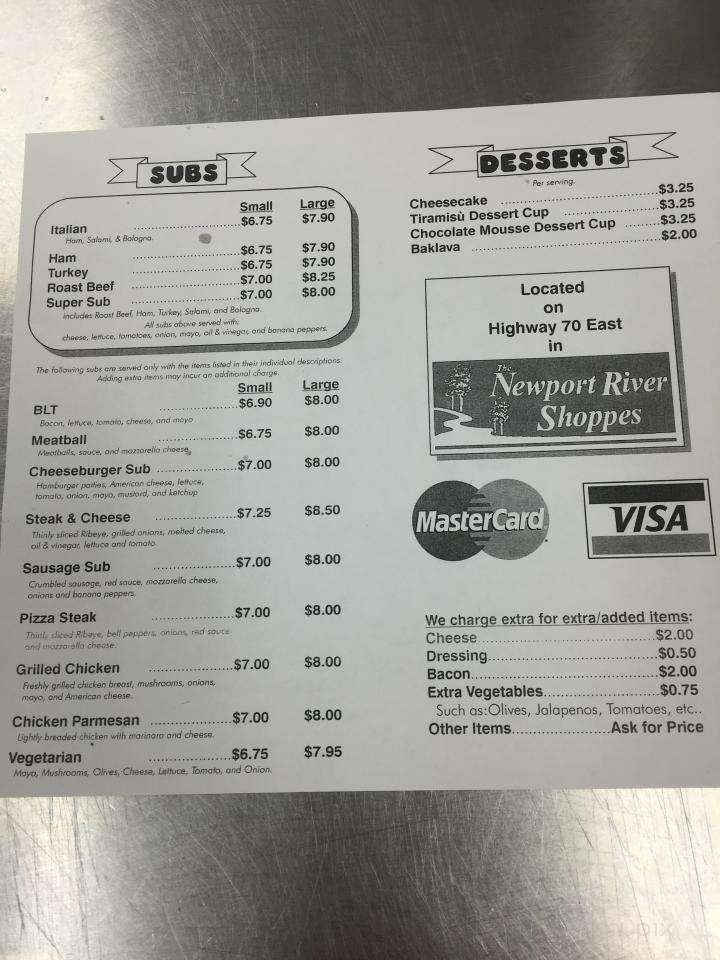 Riverside Pizza & Subs - Newport, NC menu_pic