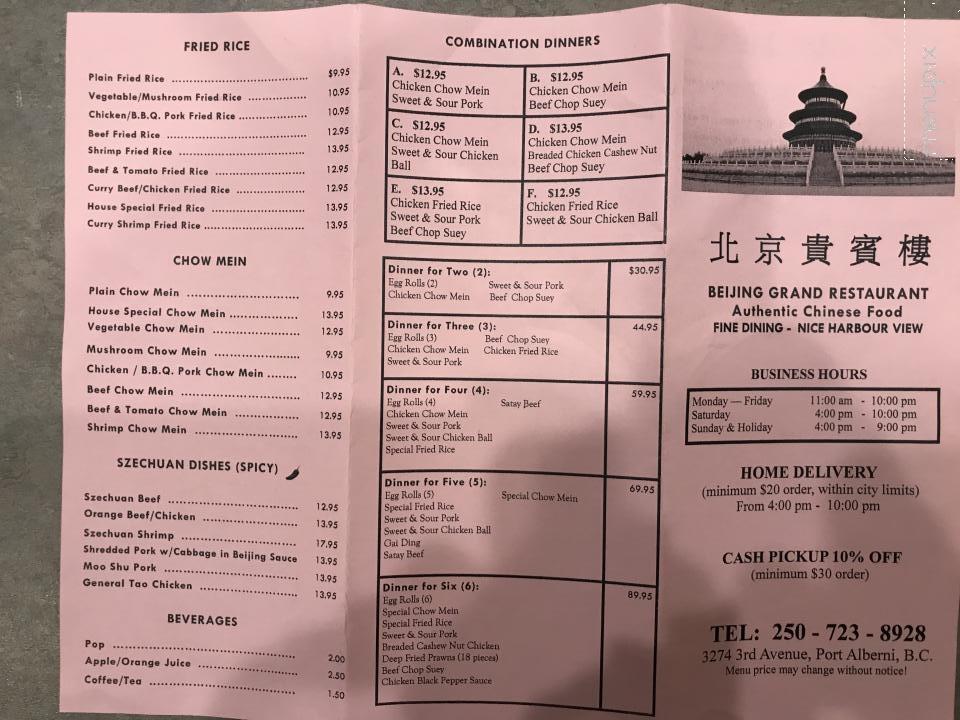 Beijing Grand Restaurant - Port Alberni, BC menu_pic