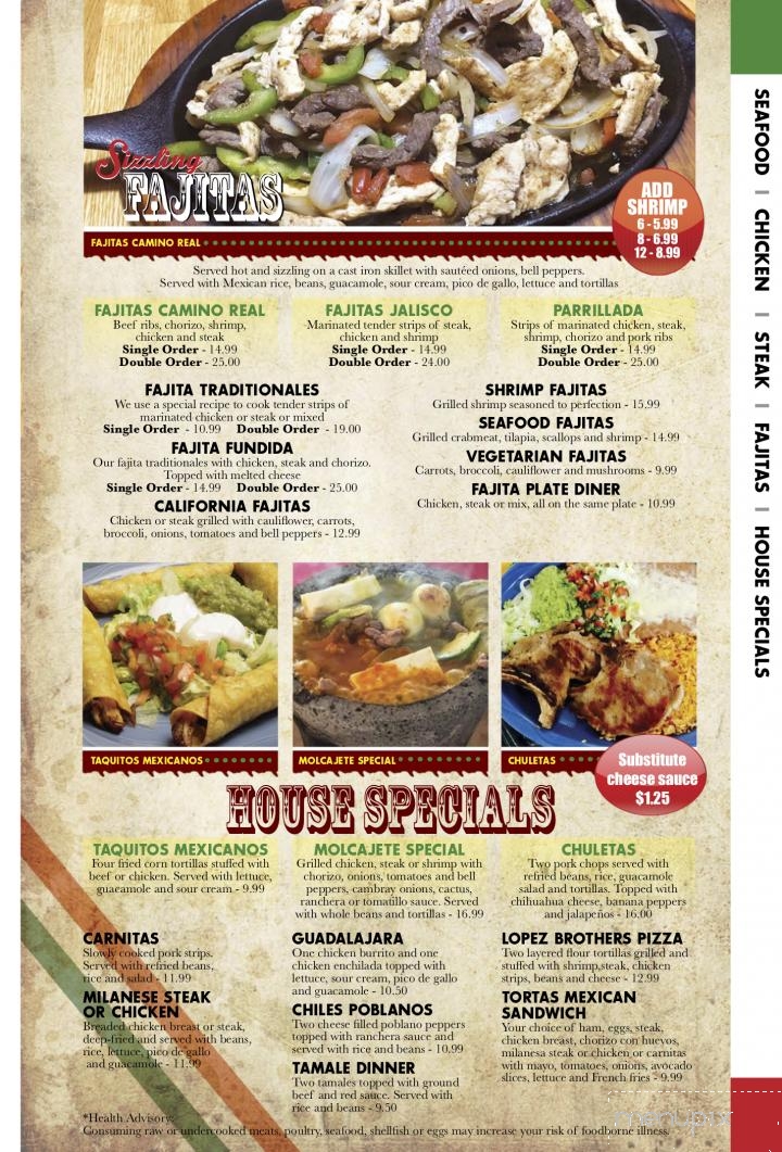 Mi Camino Real Mexican Restaurant - Plymouth, IN menu_pic