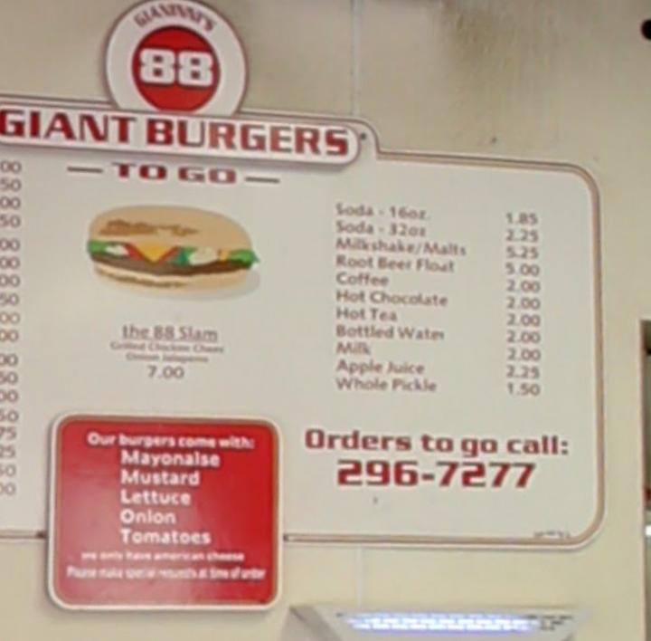 88 Giant Burgers To Go - Pine Grove, CA