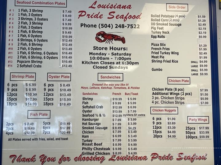 Louisiana Pride Seafood - New Orleans, LA menu_pic