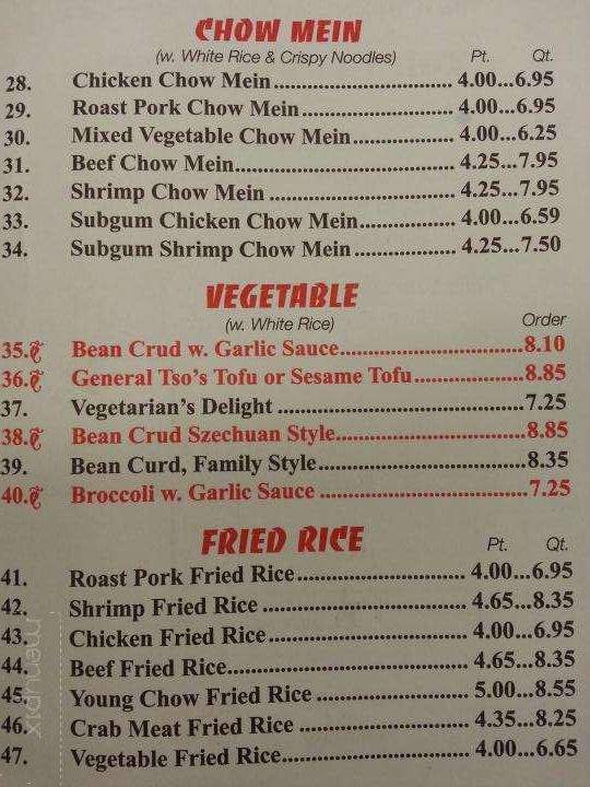 Number One Chinese Restaurant - Oneida, NY menu_pic