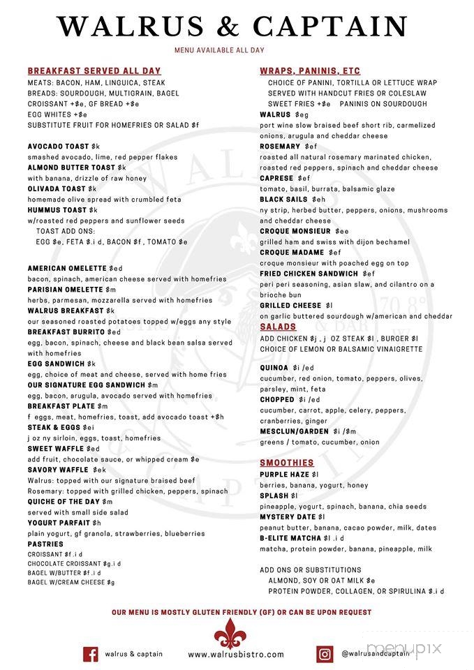Walrus and Captain - Mattapoisett, MA menu_pic