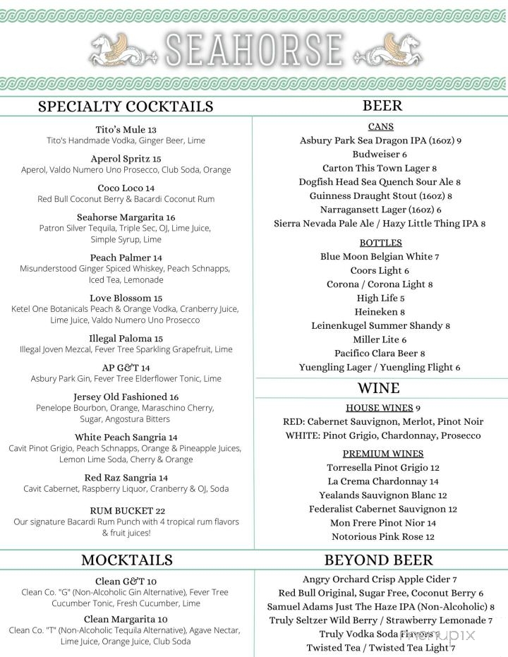 Seahorse - Asbury Park, NJ menu_pic