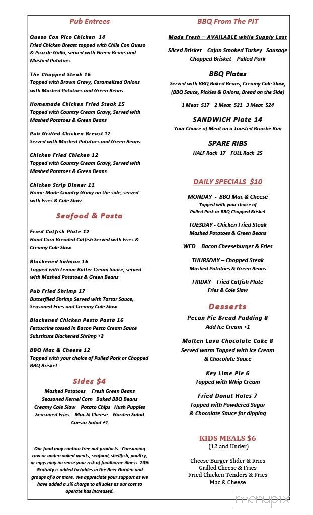 Ivar's River Pub - San Marcos, TX menu_pic