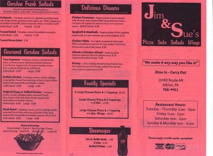 Jim & Sue's Pizza - Albion, PA