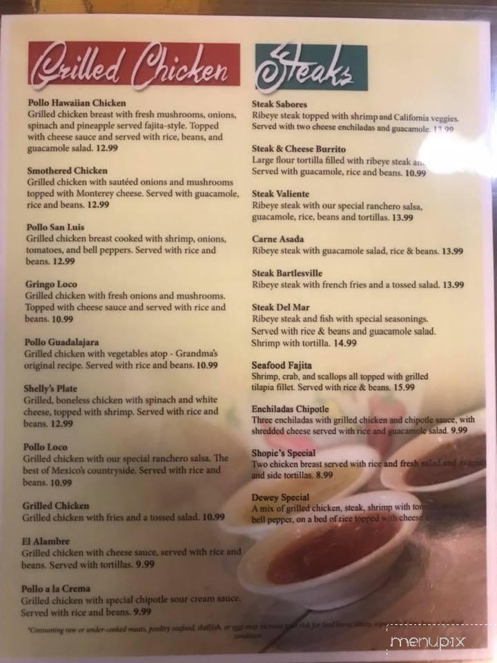 Sabores Mexican Cuisine - Dewey, OK menu_pic