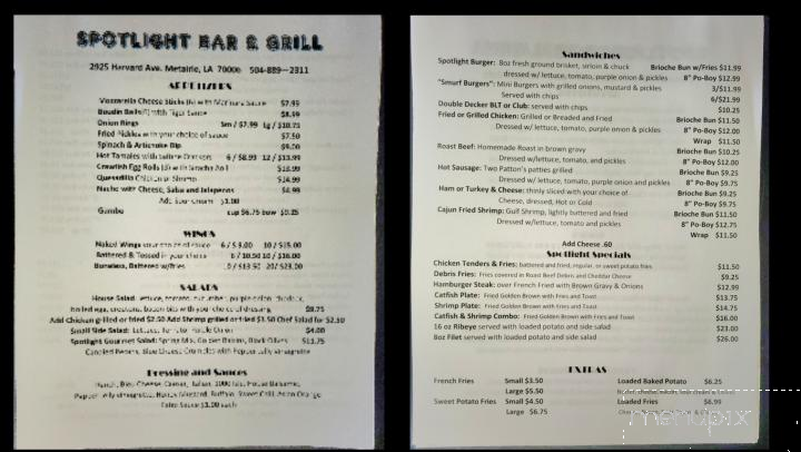 Spotlight Restaurant & Bar - Metairie, LA menu_pic