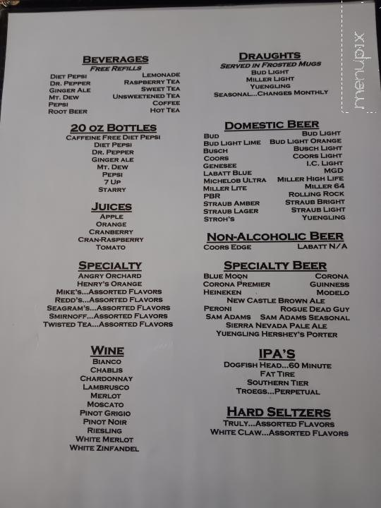 B P Inn - Brockport, PA menu_pic
