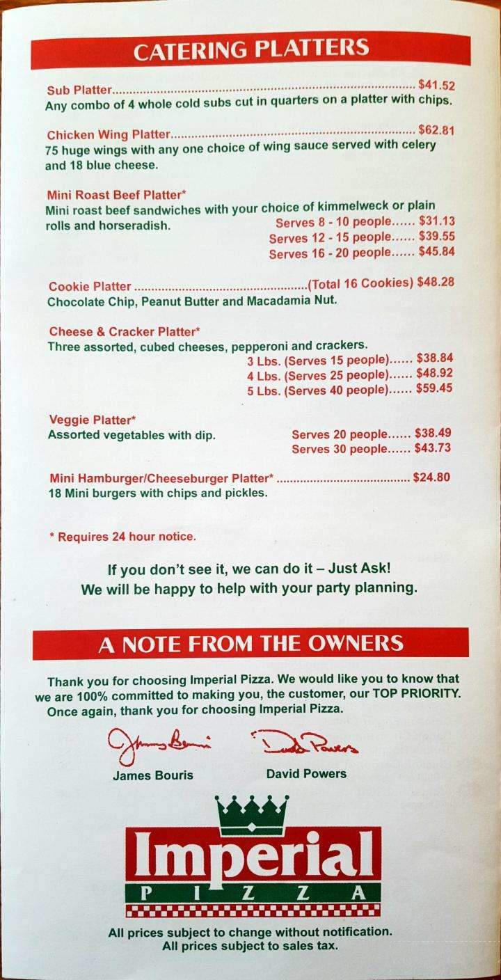 Imperial Pizza - Buffalo, NY menu_pic
