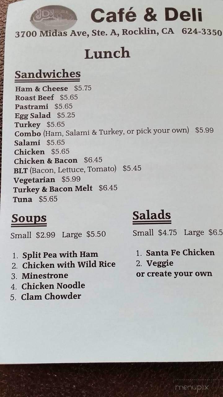 J D's Bakery & Sandwich Shop - Rocklin, CA menu_pic