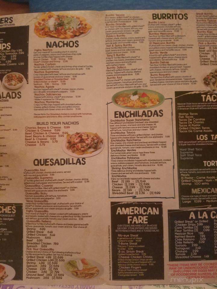 Agave Azul - Covington, IN menu_pic