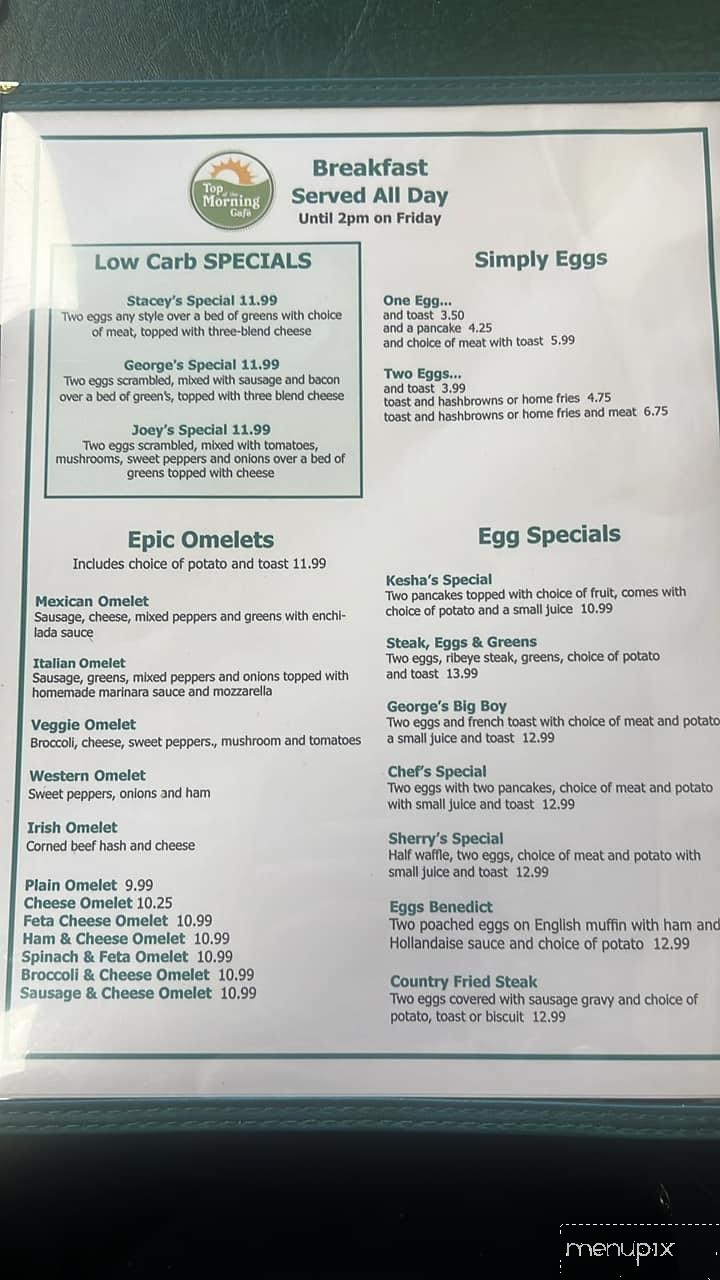Top of the Morning Cafe - Utica, NY menu_pic