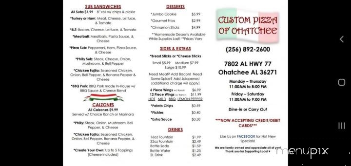 Custom Pizza Of Ohatchee - Ohatchee, AL menu_pic