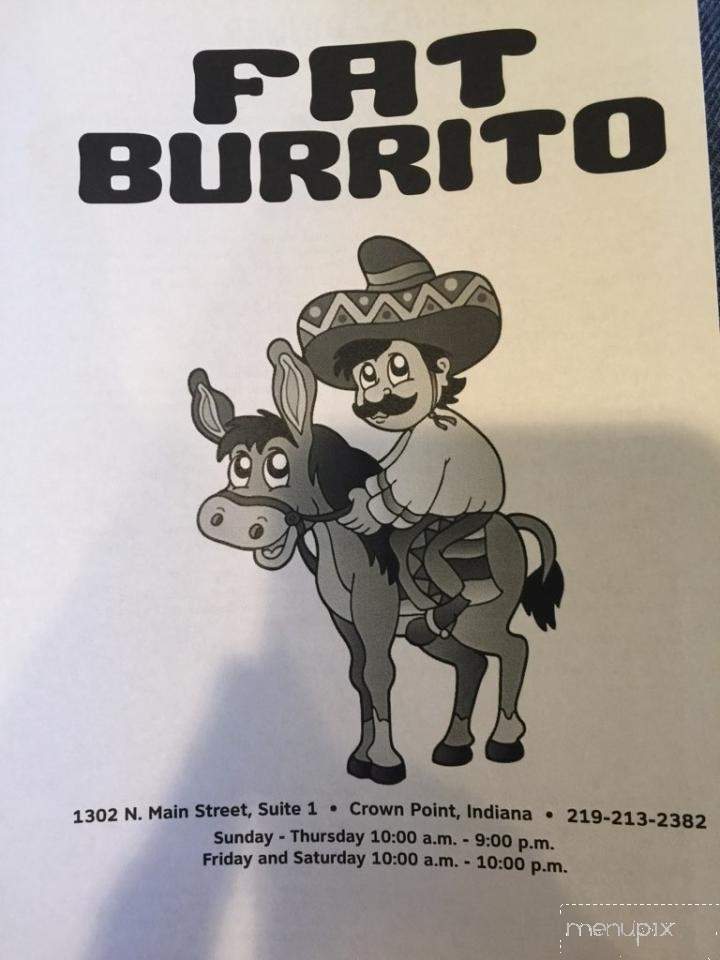 Fat Burrito - Crown Point, IN menu_pic