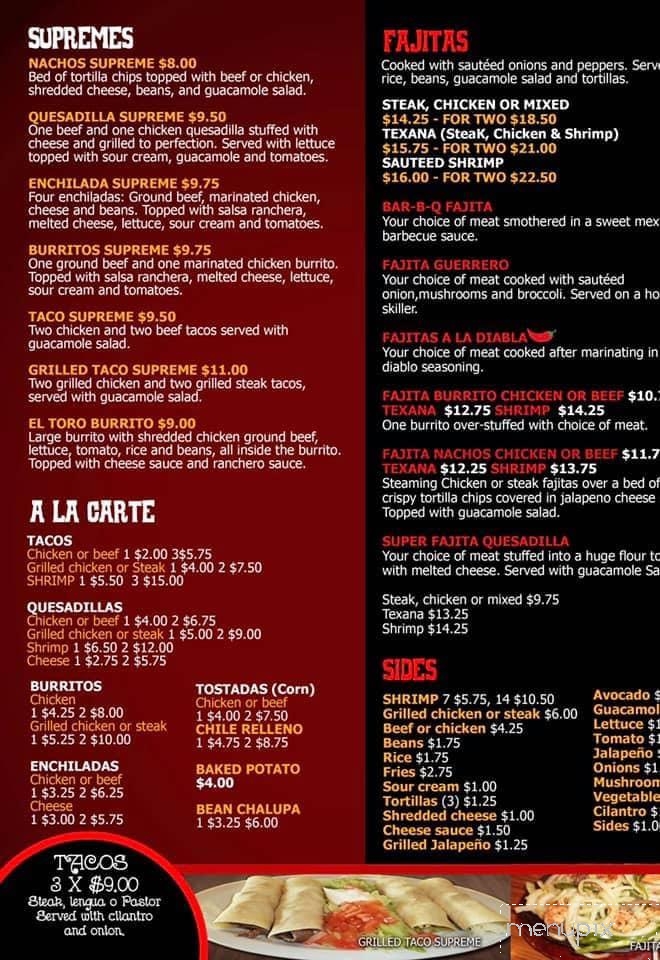 El Toro Mexican Restaurant Bar & Grill - Orangeburg, SC menu_pic