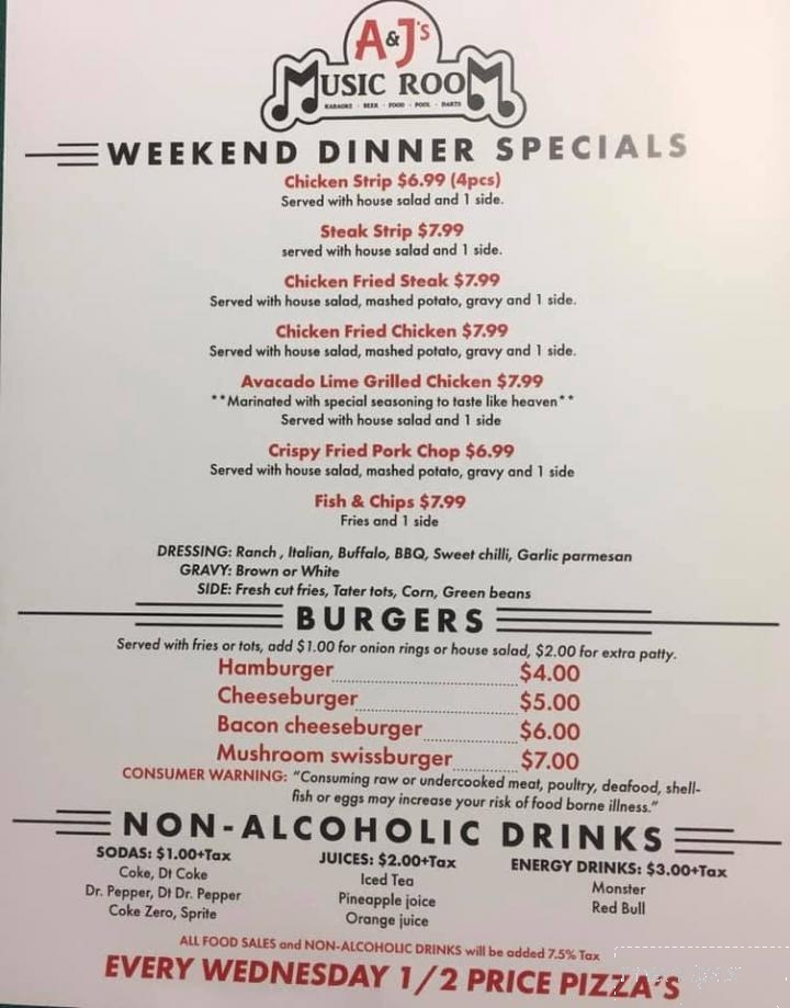 A&J's Music Room - Wichita, KS menu_pic
