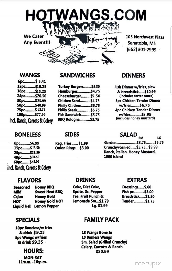 Hotwangs.Com - Senatobia, MS menu_pic