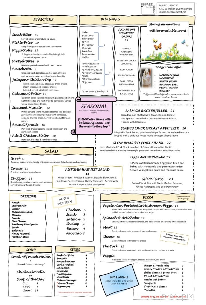 Square One Eats and Treats - Waterford Township, MI menu_pic