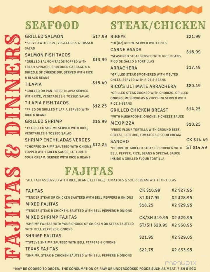 Rico's Mexican Restaurant - Stockbridge, GA menu_pic