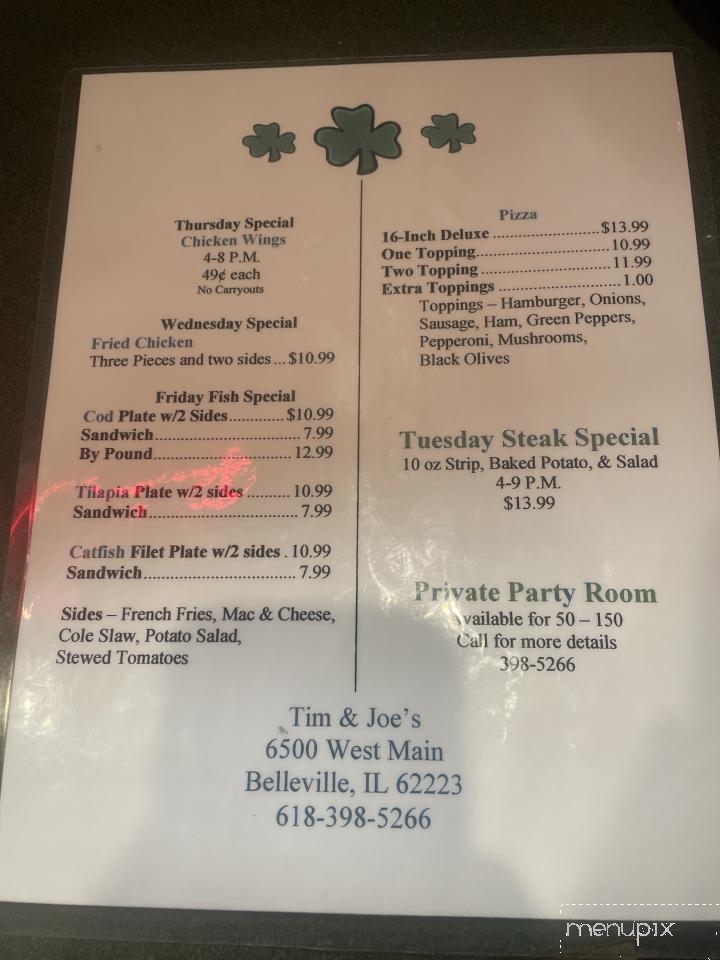 Tim & Joe's Tavern - Belleville, IL menu_pic