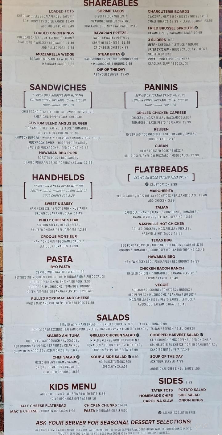 The Edition - Van Wert, OH menu_pic