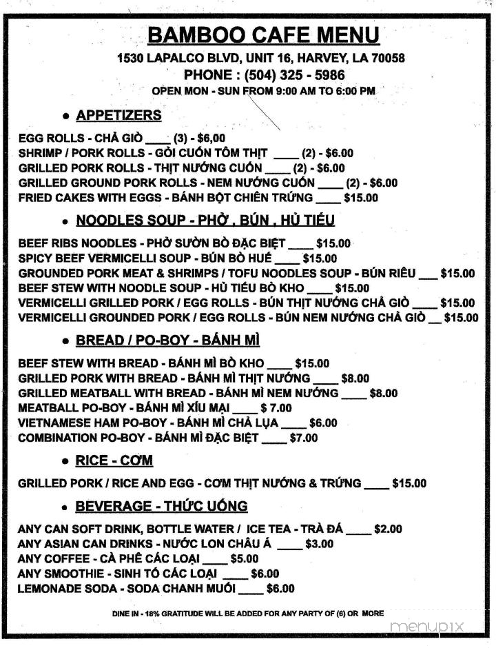 Bamboo Cafe - Harvey, LA menu_pic