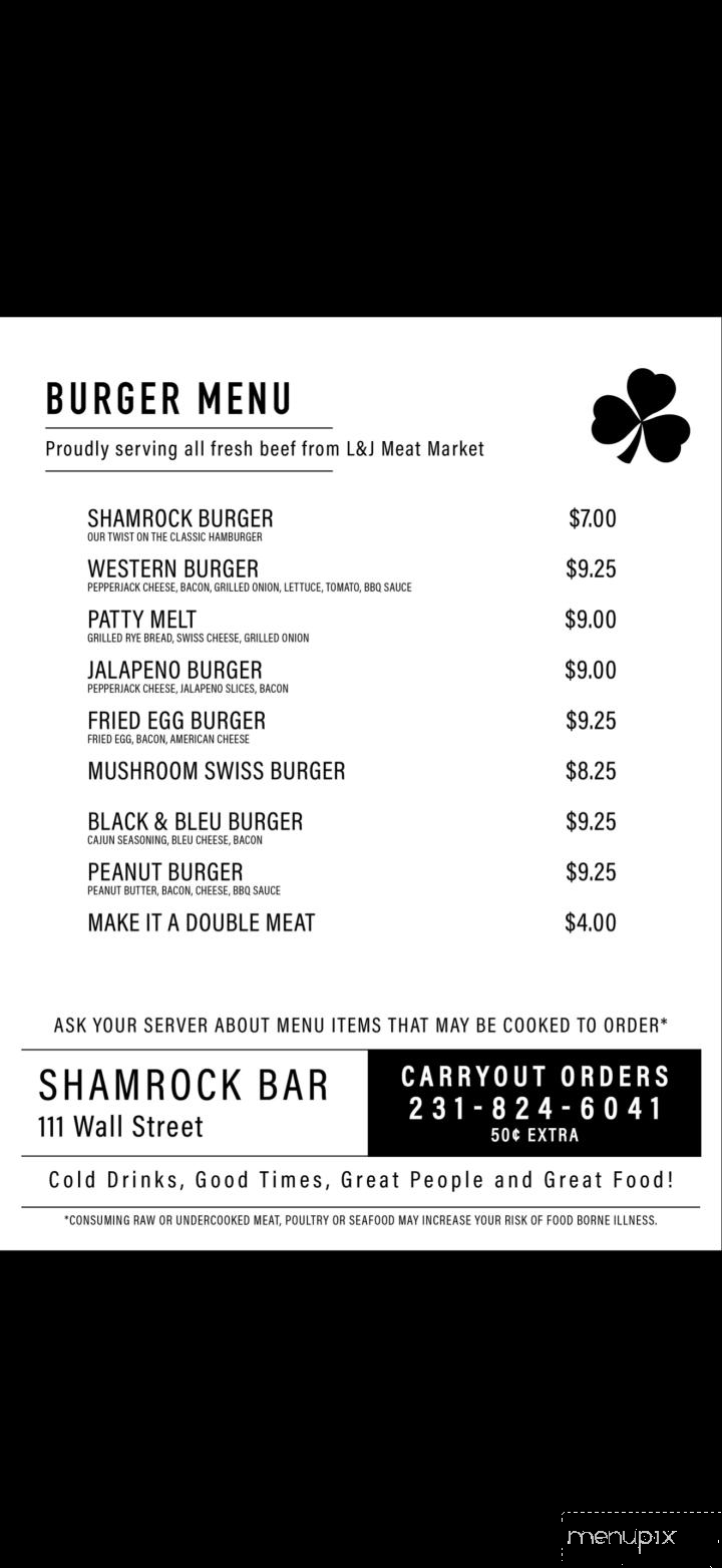 Shamrock Tavern - Manton, MI menu_pic