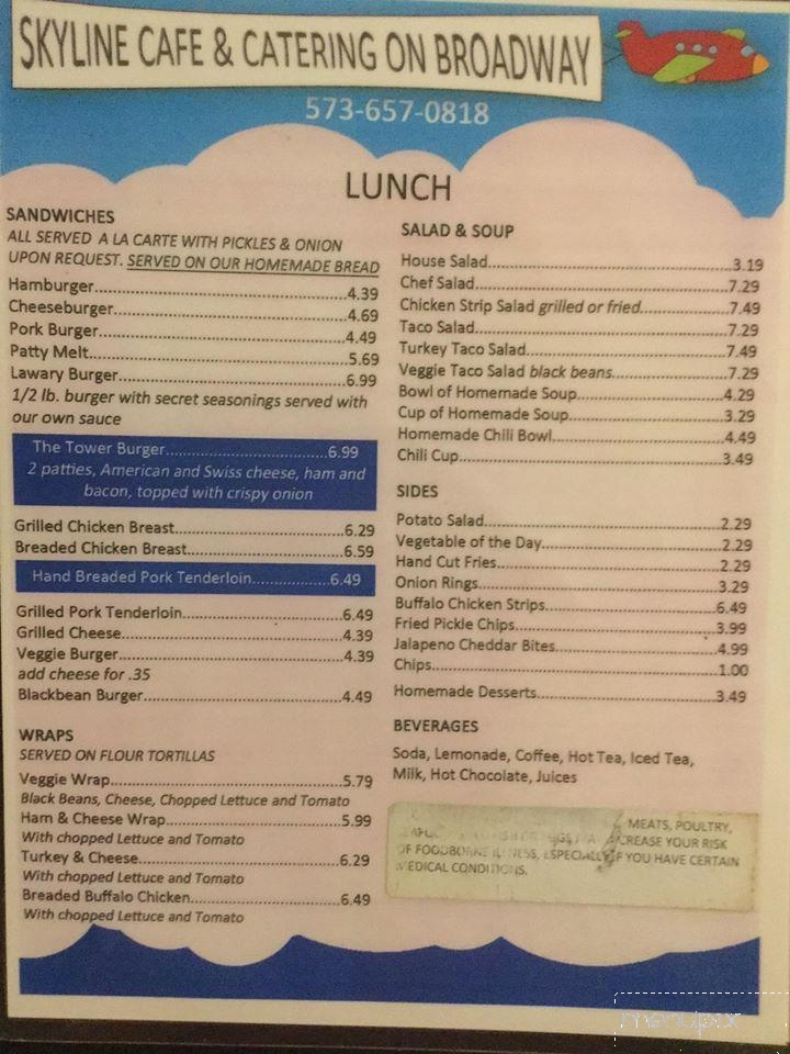 Skyline Cafe On Broadway - Ashland, MO menu_pic