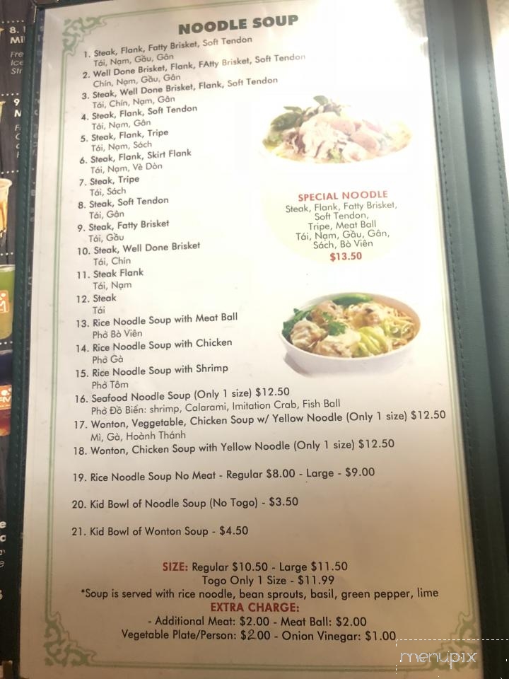 Pho To Thi #1 - San Jose, CA menu_pic