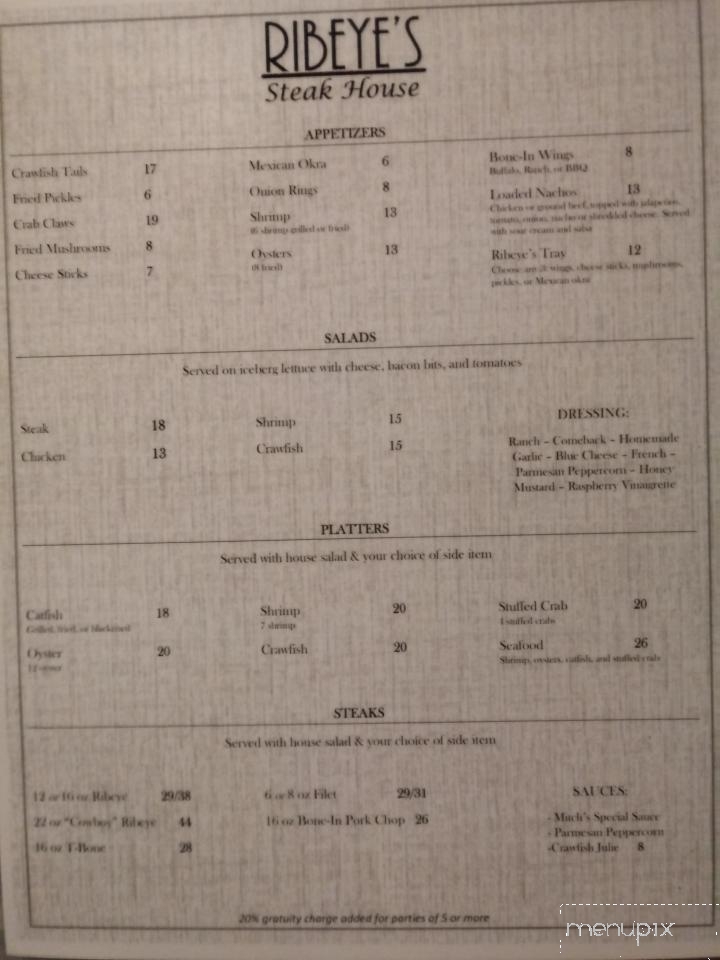 Ribeyes - Yazoo City, MS menu_pic