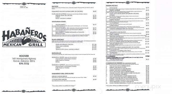 Habaneros - Birmingham, AL menu_pic