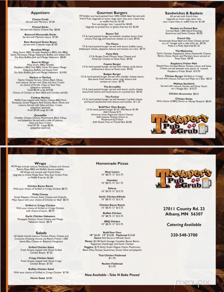 Trappers Pub & Grub - Albany, MN menu_pic