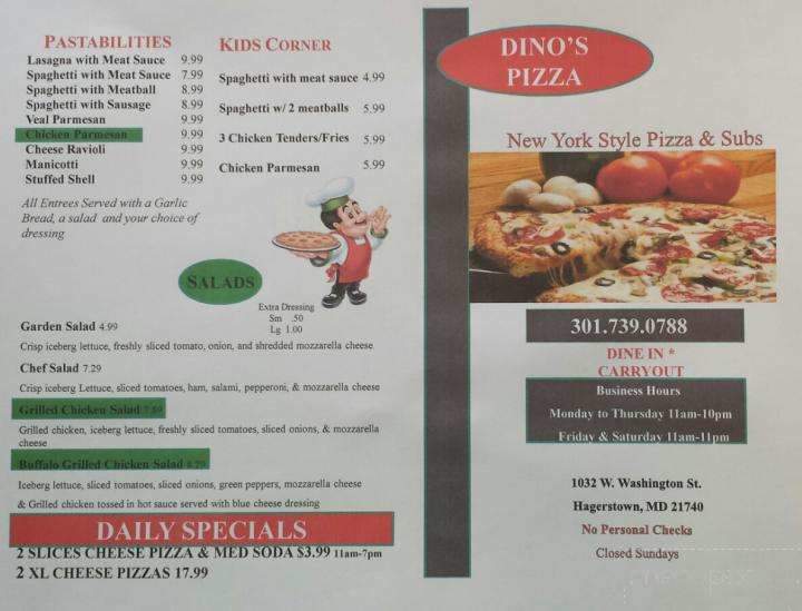 Dino's Pizza - Hagerstown, MD menu_pic