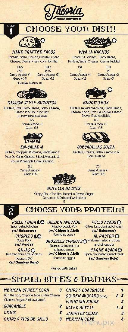 Tacoria - New Brunswick, NJ menu_pic