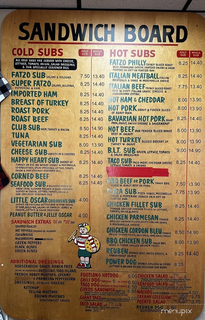 Fatzo's Sub & Pizza Shop - Two Rivers, WI menu_pic