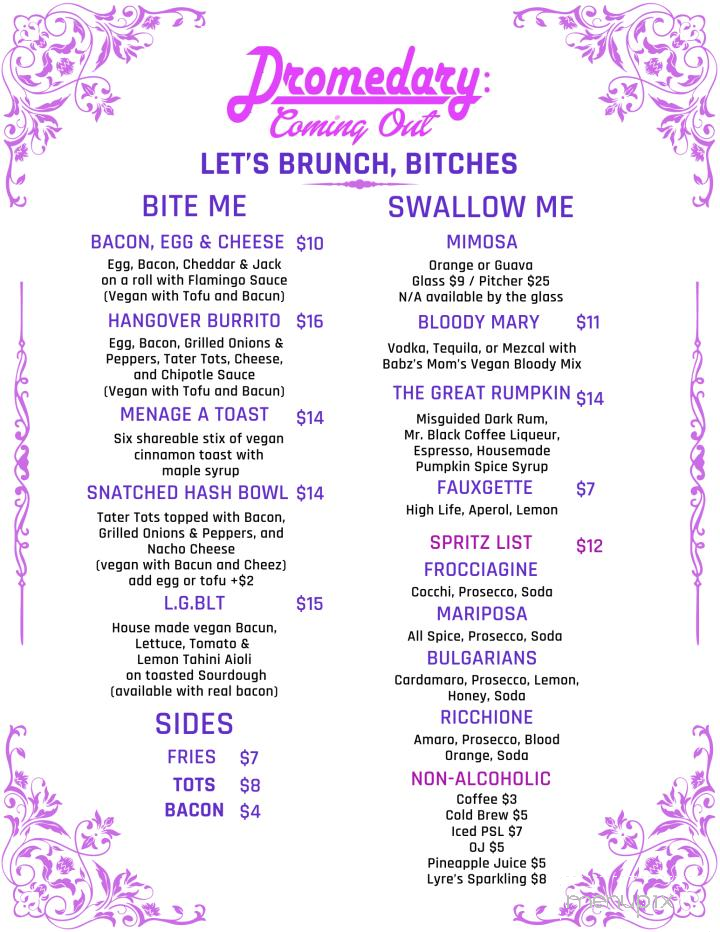 Dromedary - Brooklyn, NY menu_pic