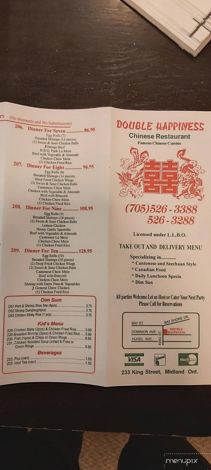 Double Happiness Chinese Restaurant - Midland, ON menu_pic
