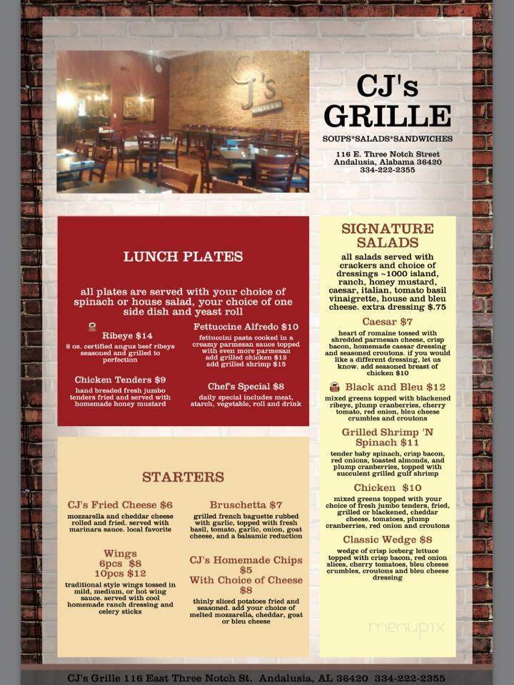 CJ's Grille - Andalusia, AL menu_pic
